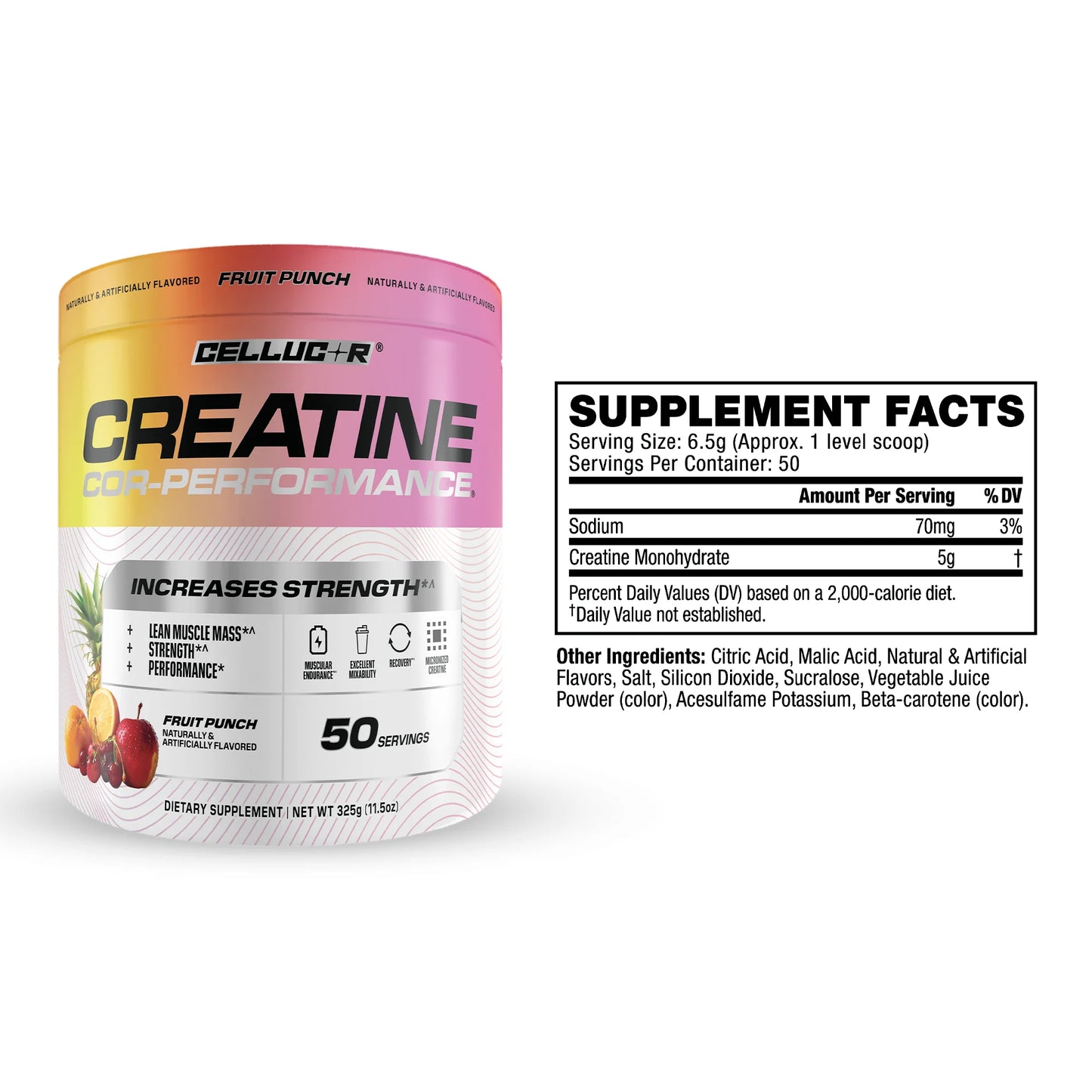 Cor-Performance Creatine Powder, Fruit Punch Flavor, 50 Servings