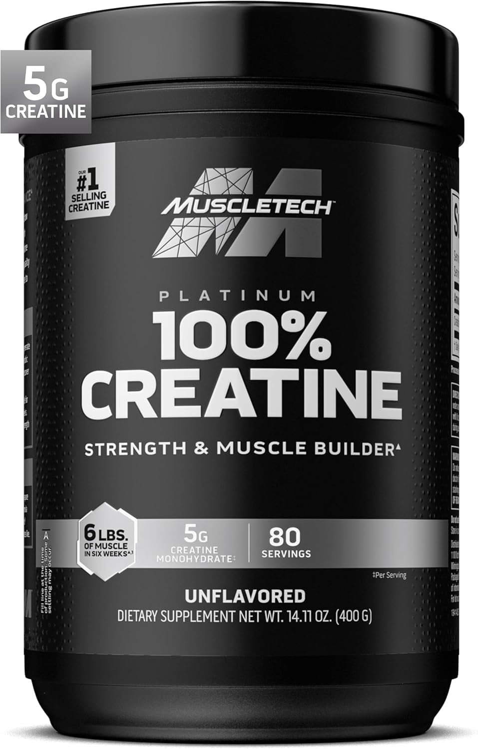 Creatine Monohydrate Powder, Platinum Pure - Unflavored Micronized Creatine Powder for Men & Women - Workout Supplements for Performance, Muscle Recovery & Builder - (80 Servings)