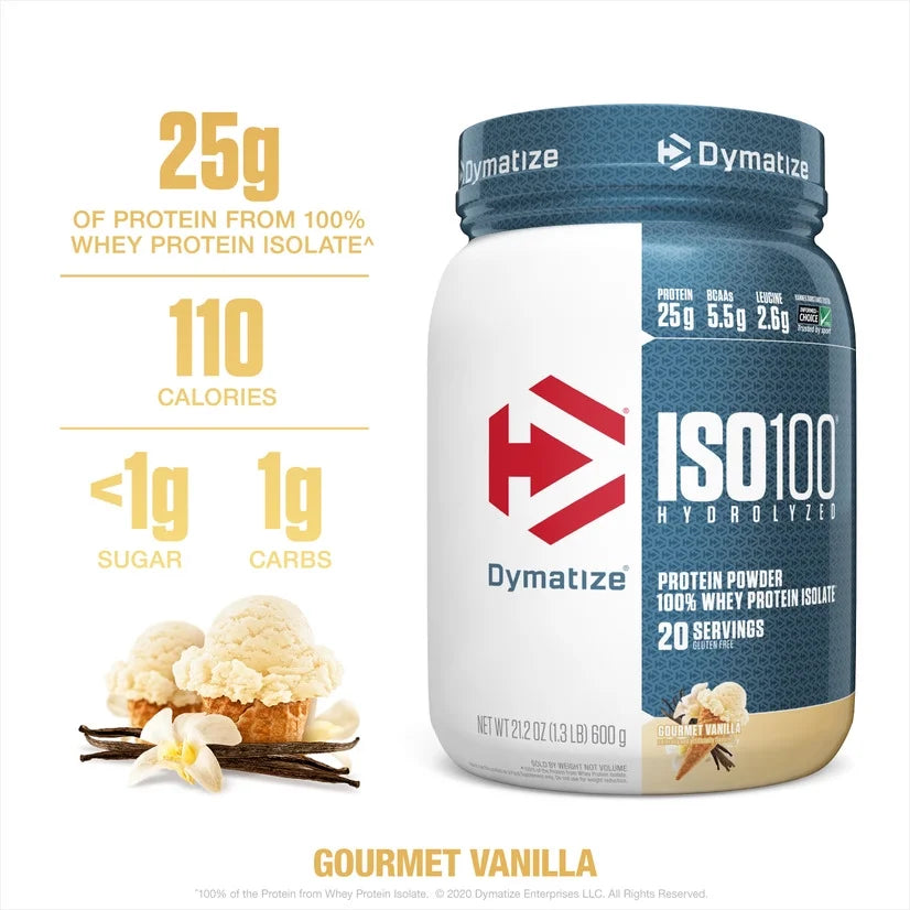 ISO100 Hydrolyzed Whey Isolate Protein Powder, Gourmet Vanilla, 20 Servings