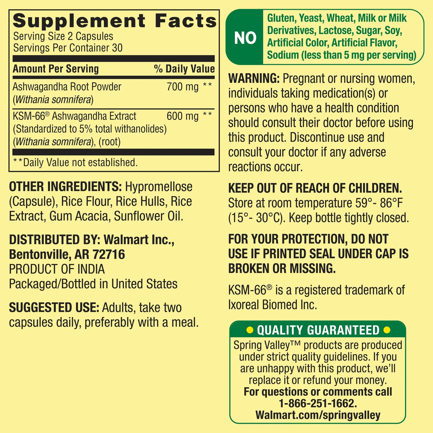 Extra Strength Ashwagandha Dietary Supplement, 1300 Mg, 60 Vegetarian Capsules