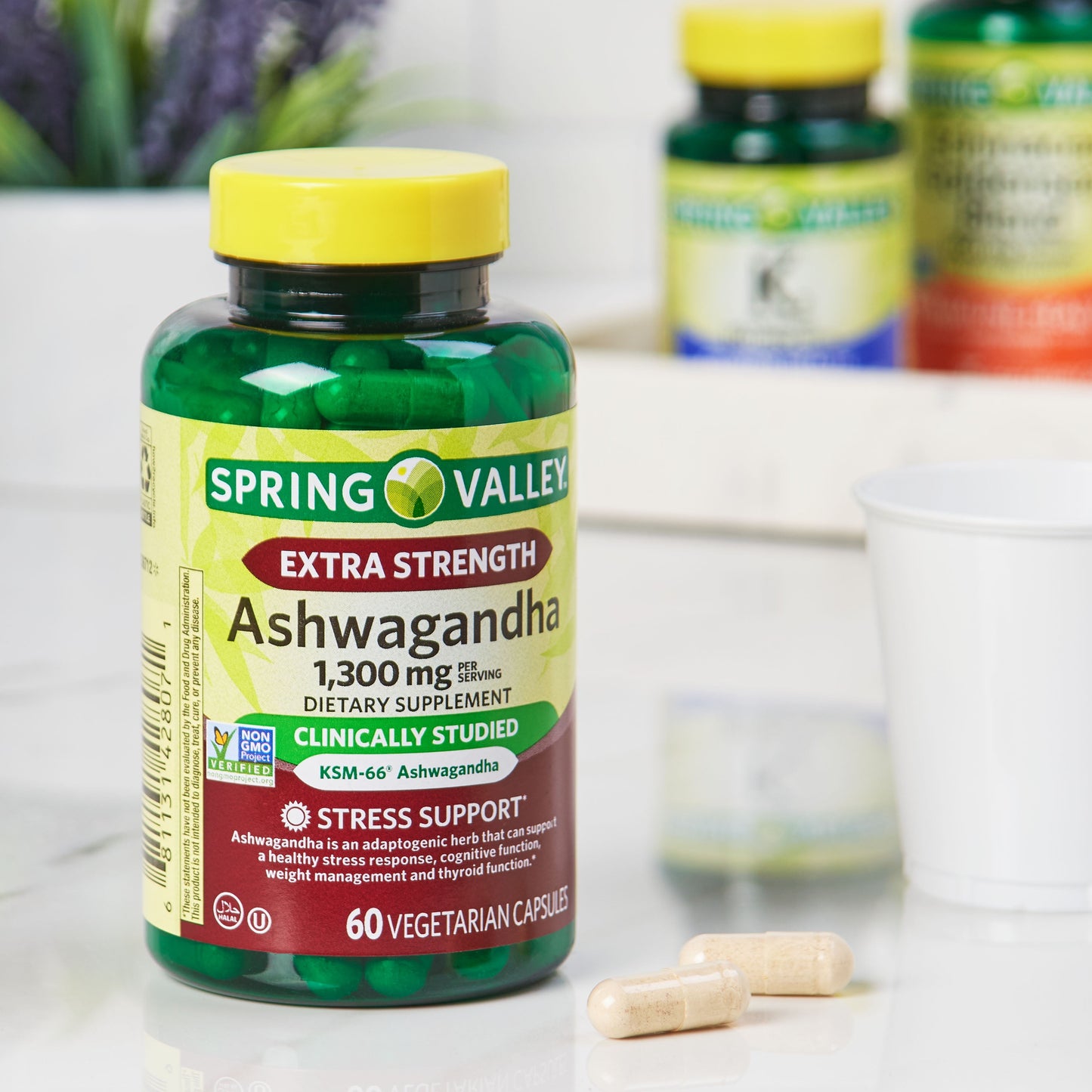 Extra Strength Ashwagandha Dietary Supplement, 1300 Mg, 60 Vegetarian Capsules