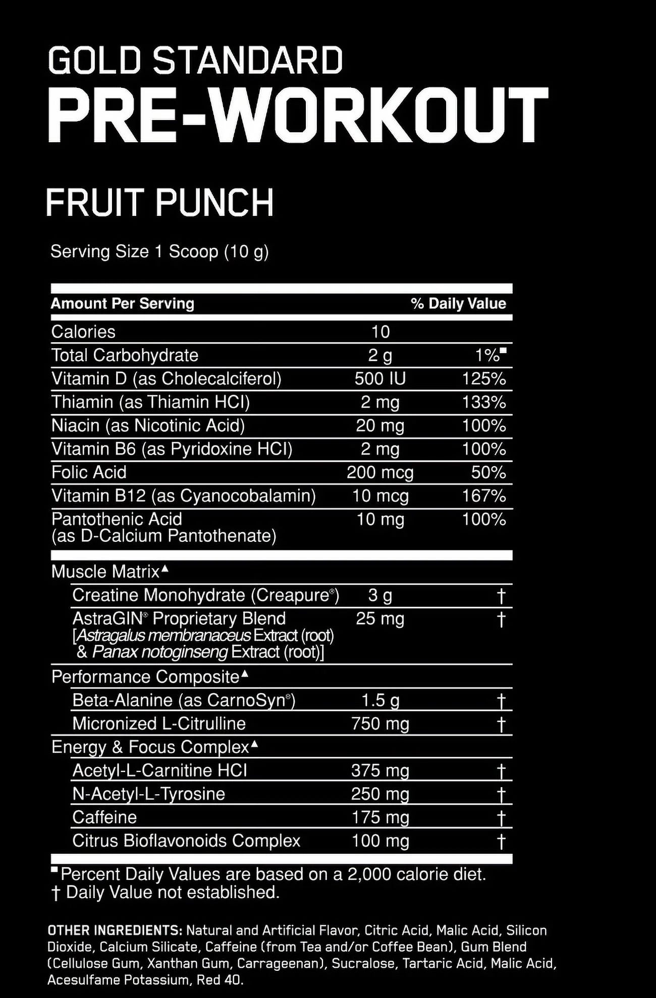 Gold Standard Pre-Workout Powder, Fruit Punch, 300 G
