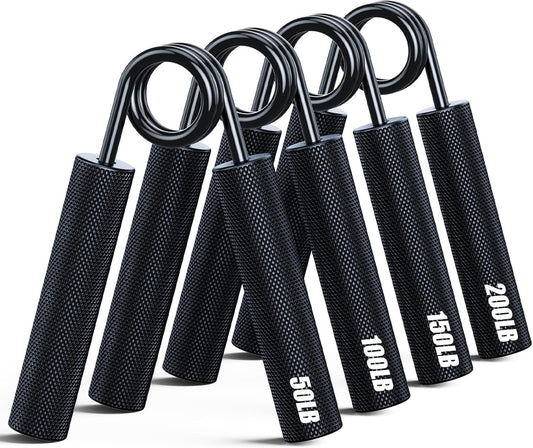 Grip Strength Trainer 4 Pack,50Lb-200Lb Metal Hand Grip Strengthener,Non-Slip Heavy-Duty Forearm Exerciser,Hand Gripper for Muscle Building and Hand Rehabilitation Exercising