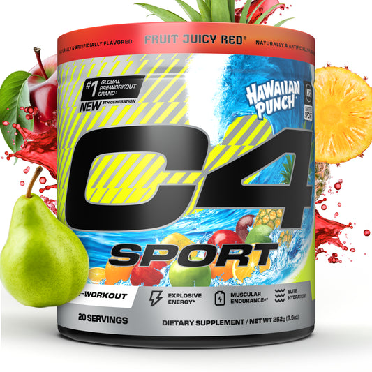C4 Sport Pre-Workout Powder, Hawaiian Punch® Fruit Juicy Red®, 20 Servings